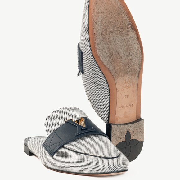 Louis Vuitton LV Mare White & Navy Open Back Loafers - Picture 5 of 11